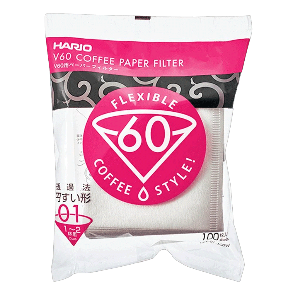 FILTRO DE PAPEL BRANCO HARIO V60 01 100 UN